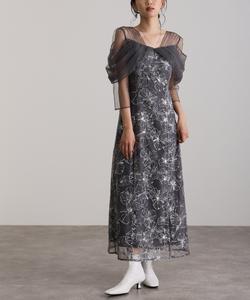 Платье с открытыми плечами, расшитое пайетками и кружевом, идеально подходит для свадеб и других торжественных случаев Pourvous, цвет Charcoal