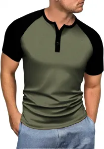 Мужская футболка хенли slim fit с цветными блоками и рукавом реглан RSZGSWS