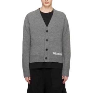 Серый вязаный кардиган с вышитым логотипом WE11DONE