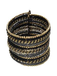 IZIA Женский жемчужный браслет-манжета в черно-золотом многоцветном исполнении