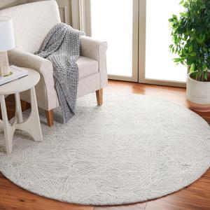 SAFAVIEH коллекция Ebony ковер 183 x 183 см - Grey & Ivory, современный дизайн, ручной работы из шерсти, идеально для гостиной, спальни, столовой (EBN101F-6R)