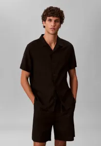 Рубашка с отложным воротником, однотонная, классная Calvin Klein, Black