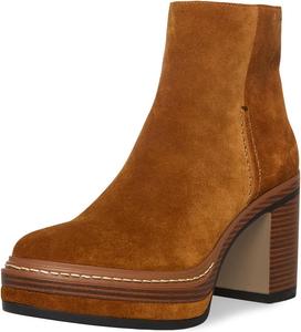 Женские ботильоны FSJ Fashion с круглым носком из замши, на массивном высоком каблуке с боковой молнией, зимние теплые ботинки для прогулок, размер 4-15 US, Brown