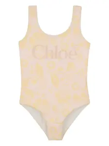 Купальник с цветочным принтом Chloé Kids, розовый
