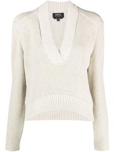 A.P.C. джемпер с V-образным вырезом, нейтральный цвет