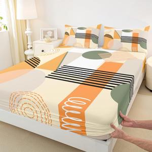 Erosebridal Желтый абстрактный комплект постельного белья с геометрическим принтом и кругами в современном стиле богемный минимализм, Yellow