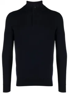 Кашемировый джемпер с воротником на молнии Zegna, синий