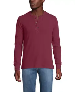 Мужская термофутболка с длинным рукавом и воротником хенли Lands' End, красный