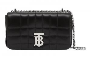 Квилтованная кожаная мини-сумка кроссбоди Lola черного цвета с серебристой фурнитурой Burberry