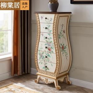 Liutangju Комод 50х35х118 см для прихожей из массива дерева, 6 ящиков, окрашен в белый цвет, полностью собран