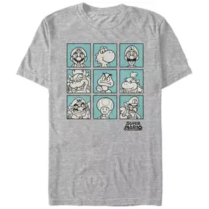 Мужская футболка с рисунком коробки персонажей Nintendo Super Mario Tee Licensed Character, серый