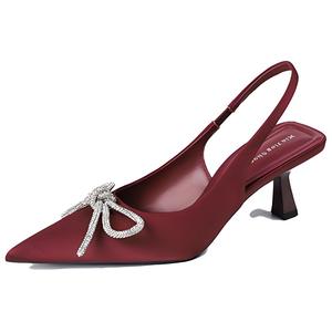 TATAYA Тонкие каблуки женские туфли на шпильке бордовые, цвет Burgundy