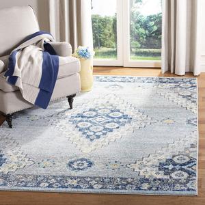 Ковер SAFAVIEH, 122 x 183 см, Madison Collection, Grey & Cream, дизайн Diamond Medallion Distressed, не линяет и прост в уходе, идеален для помещений с высокой проходимостью: прихожая, гостиная, спальня (MAD615F)