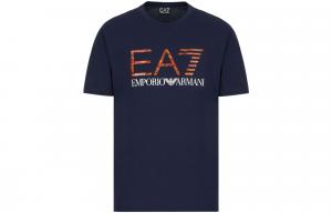 EMPORIO ARMANI Футболка с коротким рукавом EA7 Cotton Solid Color с принтом логотипа, мужская, navy blue