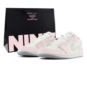 Кроссовки Air 1 Creative Art Abrasion Resistant низкие винтажные баскетбольные женские Jordan, белый/розовый