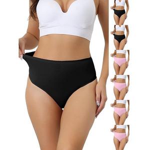 7 пар женских стрингов с высокой талией, корректирующие фигуру, T-образная спинка Inspire Chic, Pink Black