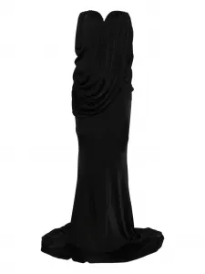 Платье без бретелек с драпировкой и воротником-хомутиком Giuseppe Di Morabito, черный