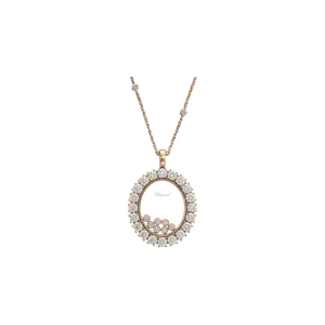 Подвеска на цепочке Chopard Happy diamonds из розового золота с бриллиантами