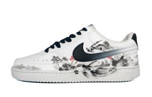 Court Vision 1 Fish Playing Among Lotus устойчивые к истиранию низкие скейтбордские туфли мужские Nike, черный/белый