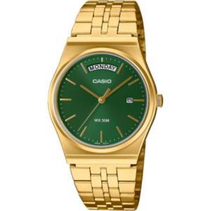 CASIO Часы с кварцевым механизмом, браслет из нержавеющей стали, унисекс, циферблат Green