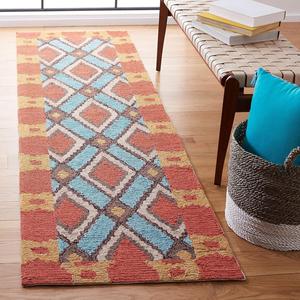 SAFAVIEH Four Seasons Collection ковер-дорожка 69 x 244 см, light blue / red FRS455L ручной работы