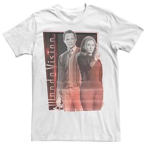 Мужская футболка с портретом Marvel WandaVision Wanda & Vision Glitch