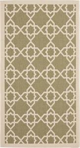 Ковер SAFAVIEH, 79 x 153 см, Washable Rug Outdoor Courtyard Collection - , Green & Beige, Non-Shedding & Easy Cleaning, идеально для патио, заднего двора, прихожей (CY6032-244)