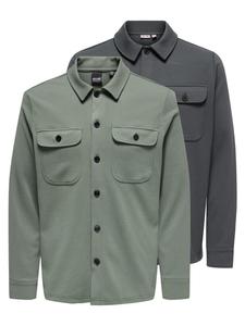 Only & Sons Рубашка на пуговицах 'Newkodyl' Regular fit в цвете графит, пихта