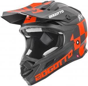 Карбоновый шлем для мотокросса Bogotto v328 xadrez, Black/Orange