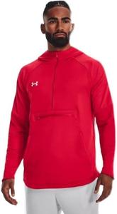 Under Armour Mens Qualifier Fleece Anorak, Red-White