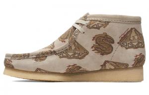 Оригинальные ботинки Wallabee для мальчиков Billionaire Boys Club с бриллиантами и долларами, цвет не совсем белый Clarks