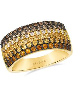 Кольцо с цитрином омбре (0,55 карата) и шоколадным бриллиантом (0,63 карата) из 14-каратного медового золота Le Vian, Yellow Gold