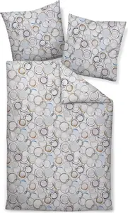 Постельное белье Janine Modern Art Mako Satin - Circles 155 x 220 см с игривым рисунком кругов на белом фоне Original Janine