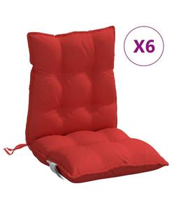 Подушки для стула с низкой спинкой, 6 шт, ткань Оксфорд vidaXL, Red