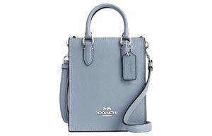 Сумка-шоппер из зерненой кожи Мини женская наплечная сумка через плечо Mist Gray COACH