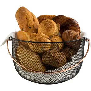 Корзина для хлеба APS, (1 шт.), (корзина для фруктов), ручка под медь, Ø 30 см, черный