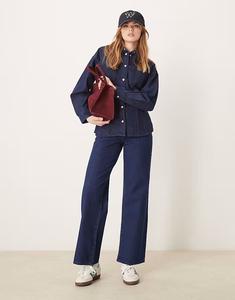 Джинсовая рубашка с заниженной талией, темно-синяя джинсовая ткань Vila