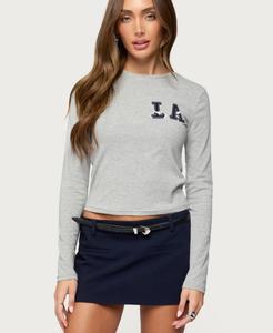 Женская футболка с длинным рукавом La Girl Edikted, Gray-melange