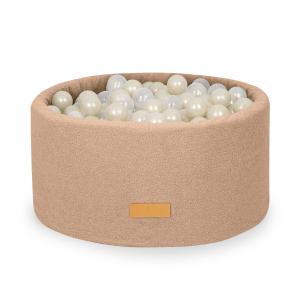 Сухой бассейн 90 х 40 см + 200 шариков в комплекте - Ткань ягненка - темно-бежевый Flumi