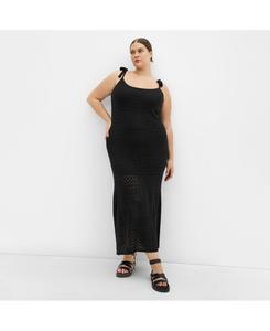 Платье для шоппинга больших размеров, связанное крючком CITY CHIC, Black