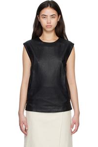 Блузка Fiza из кожи, имитирующей кожу страуса Loulou De Saison, черный