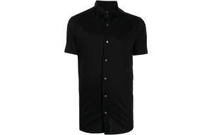 Рубашка с пуговицами и фигурным подолом EMPORIO ARMANI, черный