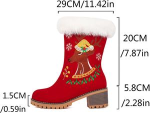 Женские зимние ботинки Aflngle с модным замшевым верхом и меховым воротником, круглым носком, низким массивным каблуком, короткие, удобные, на резинке, для зимней улицы, теплые ботильоны, Red