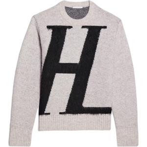 Джемпер с логотипом жаккард Helmut Lang, светло-серый