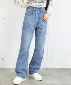 Джинсы Tiptop/полурасклешенные с боковой бахромой и разрезом на талии.