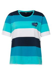 Футболка с принтом STRIPED EMBROIDERED LOGO SHORT SLEEVE  Ulla Popken, синий