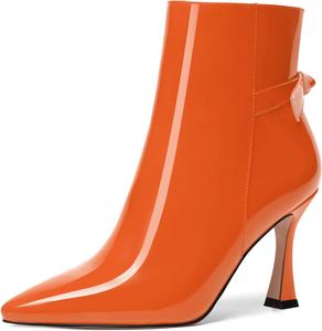 Женские ботильоны SKYSTERRY на молнии с острым носком, высокими каблуками и наружной отделкой, 3,3 дюйма, Orange