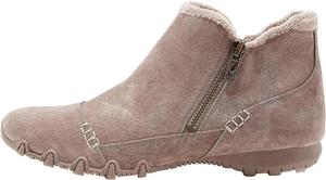 Женские ботильоны Hbeylia с подкладкой из флиса, мягкие и удобные, из замши, на танкетке, без шнурков, зимние сапоги для снега с боковой молнией, модные, повседневные, противоскользящие, для походов и кемпинга, короткие ботинки для женщин, Khaki