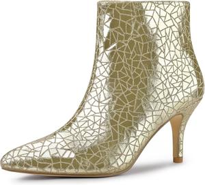 Ботильоны Allegra K для дам с заостренным носком, пряжкой и шпилькой, Gold