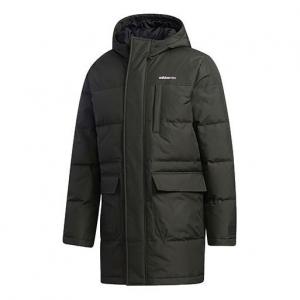 Пуховик adidas neo M Wint Dwn Prka Windproof Stay Warm mid-length Sports hooded down Jacket Brown, коричневый